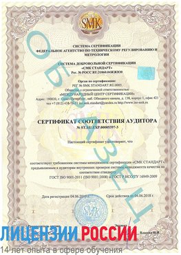 Образец сертификата соответствия аудитора №ST.RU.EXP.00005397-3 Железноводск Сертификат ISO/TS 16949